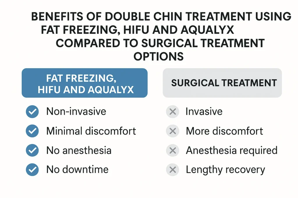 Graphic about the benefits of double chin treatment Hounslow Heath - from LA LIPO
