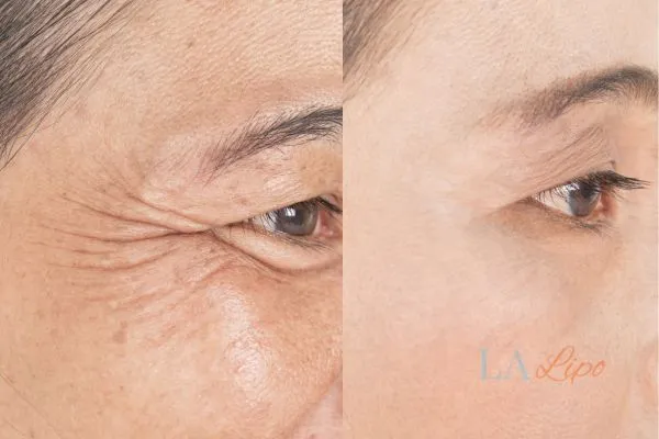 Before and after results of woman - HI-fu wrinkles reduction treatment Hounslow Heath