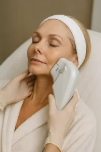 Woman receiving HIFU non surgical facelift treatment Hounslow Heath