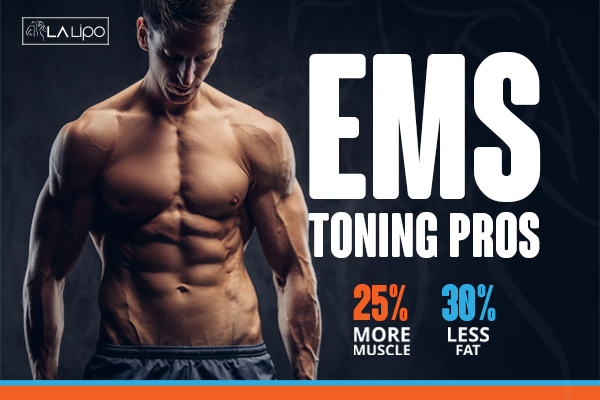 Graphic of man with toned body showing the benefits of LA-EMS Body Sculpting Hounslow Heath treatment